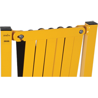 Expandable Barrier, 37" H x 11' L, Black/Yellow Trail Hammer and Bolt