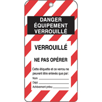 Lockout Tags, Plastic, 3" W x 5-3/4" H, French Trail Hammer and Bolt