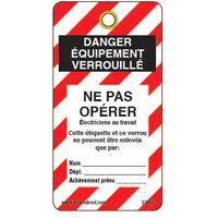 Lockout Tags, Plastic, 3" W x 5-3/4" H, French Trail Hammer and Bolt