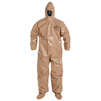 Tychem&reg; 5000 Protective Hooded Coveralls, Small, Brown Trail Hammer and Bolt