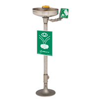 Axion&reg; Eye/Face Wash Station, Pedestal Installation, Stainless Steel Bowl Trail Hammer and Bolt