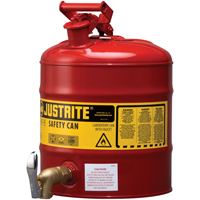 Bidon avec robinet s&eacute;curitaires pour laboratoires, Type I, Acier, 5 gal. US, Rouge, Homologu&eacute; FM Trail Hammer and Bolt