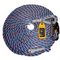 50' Rope Lifeline with Snap Hook, Polyester/Polypropylene Trail Hammer and Bolt