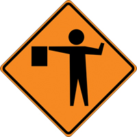 Panneau de construction enroulable - Tilt-Adjust signaleur, 36" x 36", Vinyle, Pictogramme Trail Hammer and Bolt