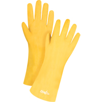 Rough-Finish Chemical-Resistant Gloves, Size 9, 14" L, PVC, Interlock Inner Lining, 47-mil Trail Hammer and Bolt