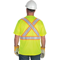 CSA Compliant T-Shirt, Polyester, Medium, High Visibility Lime-Yellow Trail Hammer and Bolt