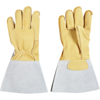 Lineman's Glove, Large, Grain Cowhide Palm, Cotton Inner Lining Trail Hammer and Bolt