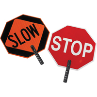 Double-Sided "Stop/Slow" Traffic Control Sign, Plastic, Bolt-On Trail Hammer and Bolt