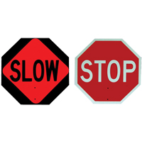 Double-Sided "Stop/Slow" Traffic Control Sign, Plastic, Bolt-On Trail Hammer and Bolt