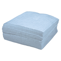 Premium Blue Bonded Sorbent Pads, Oil Only, 15" x 17", 8 gal. Absorbancy Trail Hammer and Bolt