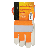 Gants d'ajusteur &agrave; chaleur sup&eacute;rieure orange haute visibilit&eacute;, Grand, Paume en Cuir fleur de vache, Doublure en Thinsulate Trail Hammer and Bolt