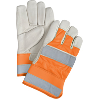 Gants d'ajusteur &agrave; chaleur sup&eacute;rieure orange haute visibilit&eacute;, Grand, Paume en Cuir fleur de vache, Doublure en Thinsulate Trail Hammer and Bolt