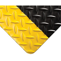 Tapis Diamond-Plate pour tableau de contr&ocirc;le no 701, 3' la x 75' lo, 1/4" &eacute;paisseur, Noir/Jaune, PVC Trail Hammer and Bolt
