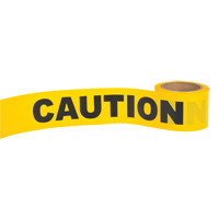 Ruban pour barricade Caution, Anglais, 3" la x 300' lo, 1,5 mil, Noir sur jaune Trail Hammer and Bolt