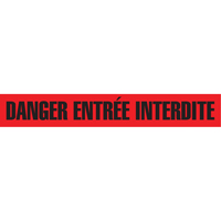 Barricade Tape, French, 3" W x 1000' L, 3 mils, Black on Red Trail Hammer and Bolt