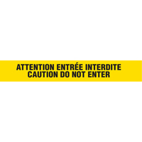 Barricade Tape, Bilingual, 3" W x 1000' L, 3 mils, Black on Yellow Trail Hammer and Bolt
