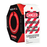 &eacute;tiquettes de s&eacute;curit&eacute; en rouleaux, Plastique, 3" la x 6-1/4" h, Français Trail Hammer and Bolt