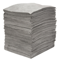Premium Meltblown Sorbent Pads, Universal, 15" x 18", 30 gal. Absorbancy Trail Hammer and Bolt