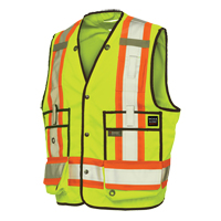 Veste de s&eacute;curit&eacute; pour arpenteur, Jaune lime haute visibilit&eacute;, T-Grand, Polyester Trail Hammer and Bolt