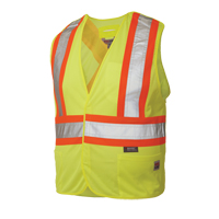Veste de s&eacute;curit&eacute; d&eacute;tachable en cinq points, Jaune lime haute visibilit&eacute;, Grand/T-Grand, Polyester Trail Hammer and Bolt