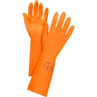 Premium Orange Chemical-Resistant Gloves, Size Small/7, 13" L, Rubber Latex, Flock-Lined Inner Lining, 28-mil Trail Hammer and Bolt