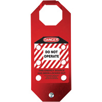 Stopout&reg; OSHA Danger Aluma-Tag Do Not Operate Hasp, Red Trail Hammer and Bolt