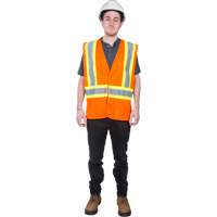 Traffic Safety Vest, High Visibility Orange, Medium, Polyester Trail Hammer and Bolt