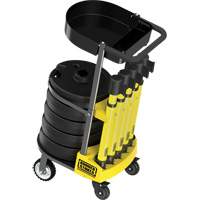 PLUS Barrier Post Cart Kit with Tray, 75' L, Metal, Yellow Trail Hammer and Bolt