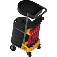 PLUS Barrier Post Cart Kit with Tray, 75' L, Metal, Red Trail Hammer and Bolt