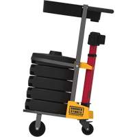PLUS Barrier Post Cart Kit with Tray, 75' L, Metal, Red Trail Hammer and Bolt