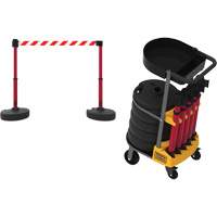PLUS Barrier Post Cart Kit with Tray, 75' L, Metal, Yellow Trail Hammer and Bolt