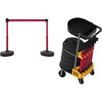PLUS Barrier Post Cart Kit with Tray, 75' L, Metal, Yellow Trail Hammer and Bolt
