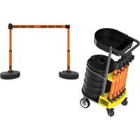 PLUS Barrier Post Cart Kit with Tray, 75' L, Metal, Orange Trail Hammer and Bolt