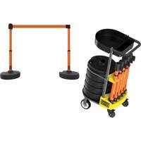 PLUS Barrier Post Cart Kit with Tray, 75' L, Metal, Orange Trail Hammer and Bolt