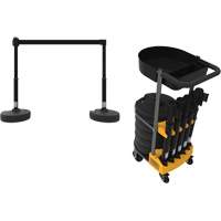 PLUS Barrier Post Cart Kit with Tray, 75' L, Metal, Black Trail Hammer and Bolt