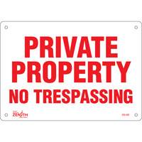 "Private Property" Sign, 7" x 10", Plastic, English Trail Hammer and Bolt