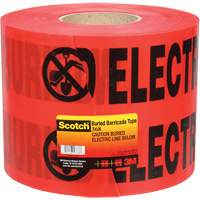 Scotch&reg; Buried Barricade Tape, English, 6" W x 1000' L, 4 mils, Black on Red Trail Hammer and Bolt