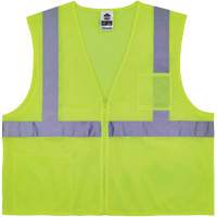 Gilet de s&eacute;curit&eacute; auto-extinguible GloWear 8256Z, Jaune lime haute visibilit&eacute;, Moyen/Petit, Polyester Trail Hammer and Bolt
