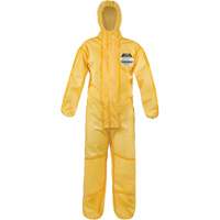ChemMax&reg; 1 Coveralls, Polyethylene/Polypropylene, 4X-Large, Yellow Trail Hammer and Bolt