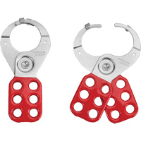 Tabbed Steel Lockout Hasp, Red Trail Hammer and Bolt