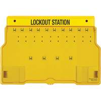 Poste de cadenassage trilingue recouvert, Cadenas Aucune, Capacit&eacute; de 10, Cadenas Non compris Trail Hammer and Bolt