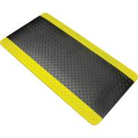 Tapis antifatigue, Losange, 1-2/3' x 3-1/4' x 3/4", Noir/Jaune, Polyur&eacute;thane Trail Hammer and Bolt