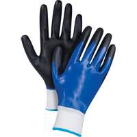 Gants enduits noir & bleu, Moyen, R&ecirc;vetement Mousse de nitrile, Calibre 15, Enveloppe en Nylon Trail Hammer and Bolt
