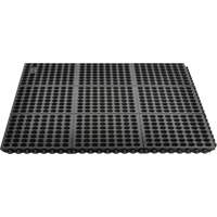 Tapis antifatigue &agrave; imbrication Cushion-Ease 550, &agrave; fentes, 3' x 3' x 3/4", Noir, Caoutchouc Trail Hammer and Bolt