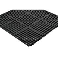 Tapis antifatigue &agrave; imbrication Cushion-Ease 550, &agrave; fentes, 3' x 3' x 3/4", Noir, Caoutchouc Trail Hammer and Bolt