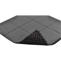 Tapis antifatigue &agrave; imbrication Cushion-Ease, Rugueux, 3' x 3' x 3/4", Noir, Caoutchouc naturel Trail Hammer and Bolt