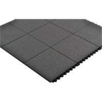 Tapis antifatigue &agrave; imbrication Cushion-Ease, Rugueux, 3' x 3' x 3/4", Noir, Caoutchouc naturel Trail Hammer and Bolt