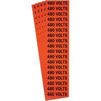 "480 Volts" Conduit & Voltage Labels, 1/2" x 2-1/4", Cloth/Vinyl, English Trail Hammer and Bolt