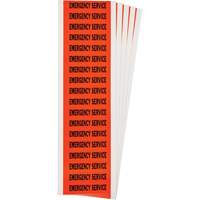 "Emergency Service" Conduit & Voltage Labels, 1/2" x 2-1/4", Cloth/Vinyl, English Trail Hammer and Bolt
