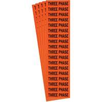 "Three Phase" Conduit & Voltage Labels, 1/2" x 2-1/4", Cloth/Vinyl, English Trail Hammer and Bolt